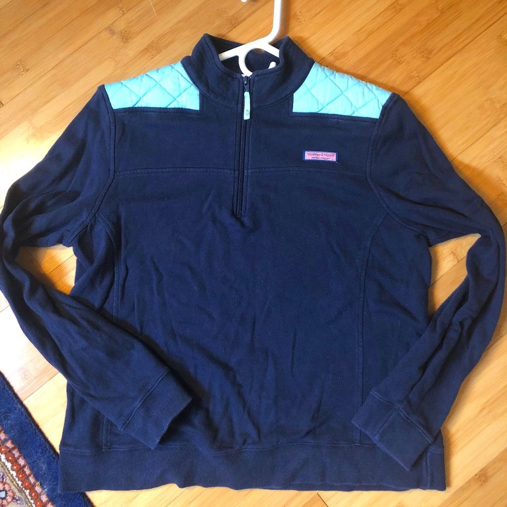 Vineyard Vines Quarter Zip Pullover Navy Blue - L